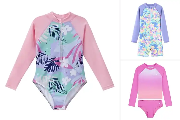 Detailed view of Best Girls Long Sleeve Swimsuits