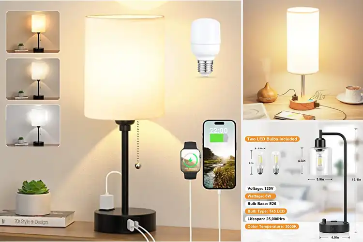 Detailed view of Best Nightstand Lamps With Outlet
