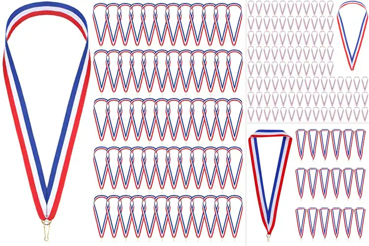 Detailed view of Best Red White Blue Striped Ribbon Medals