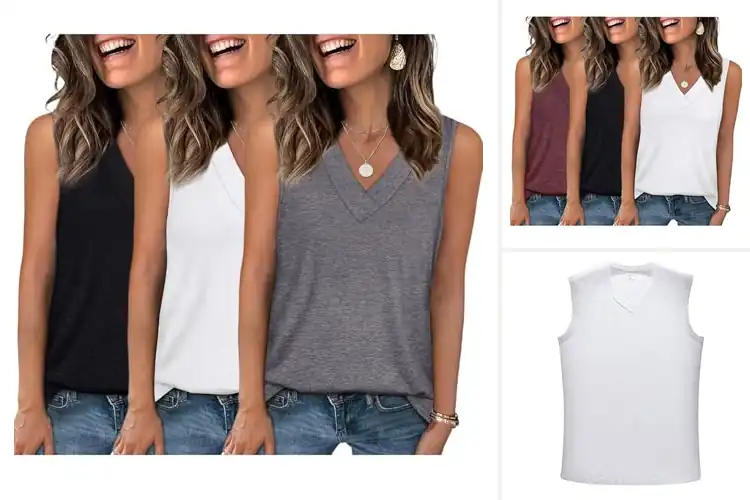 Detailed view of Best V Neck Sleeveless Shirts
